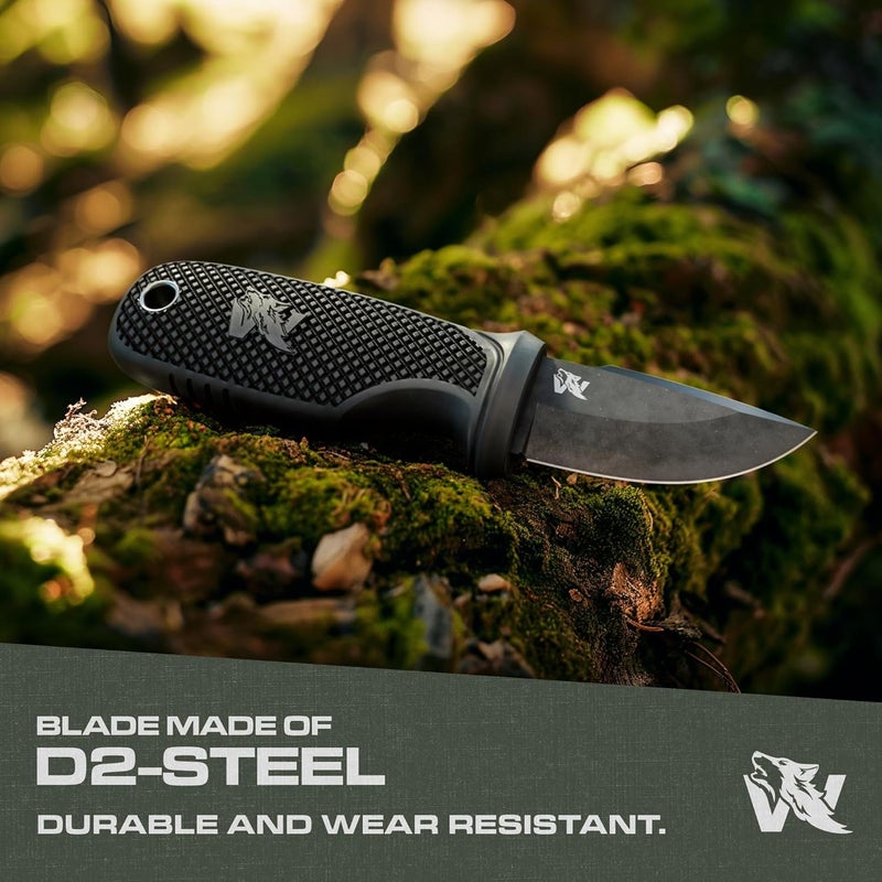 ODENWOLF W-MINI - EDC Neck Knife with Sheath and Necklace - Small EDC Fixed Blade Knife Necklace and Belt Clip - Pocket Fixed Blade Knives - Full Tang Neck Knife with Sheath Tactical and Fire Starter - Image 2